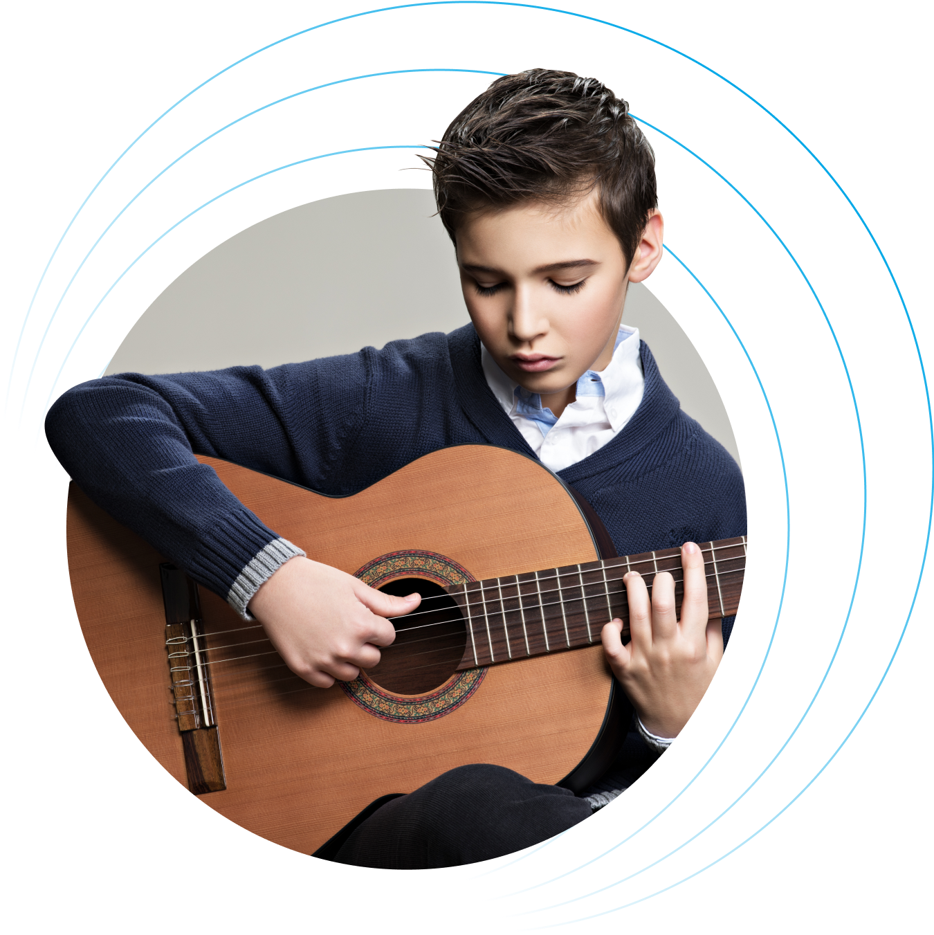 Student at Sharon Music Academy taking the Private Guitar Lessons